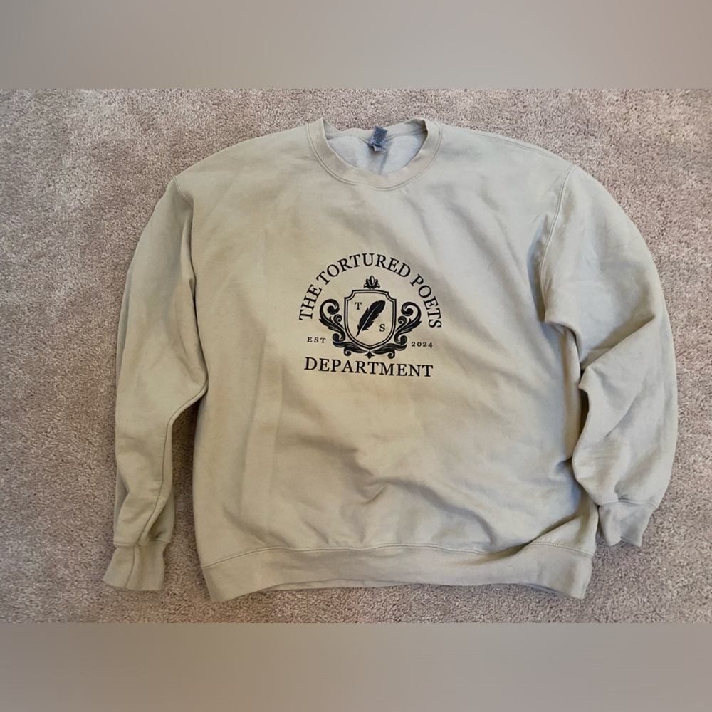 Taylor Swift-inspired Tortured Poets sweatshirt in cream size L